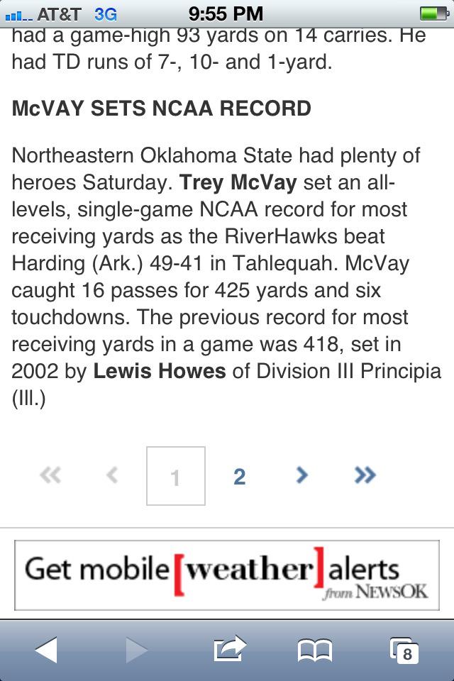 NCAA football record